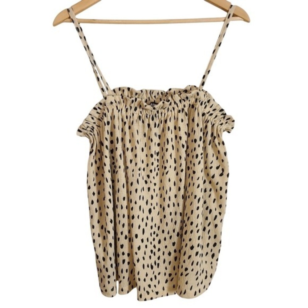 Aimee‎ Kestenberg Beige Black Spotted Flowy PJ Tank Top Large